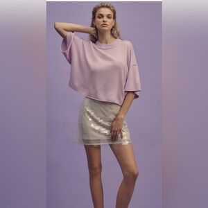 Anthropologie WAYF Cream Sequin Mini Skirt Size XS - Excellent Condition